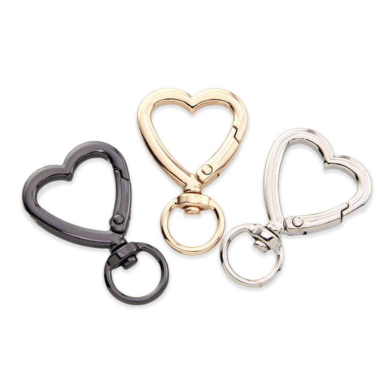 Love Heart Rotating Keychain Pendant - Heart-Shaped Zinc Alloy Handbag Accessory & Spring Ring Jewelry