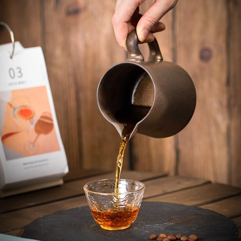 Kreatives Keramik Handaufguss Kaffeekannen-Set Ofengedreht Retro Kaffeefiltertasse Kaffeefilter Sharing-Kanne Heimdekoration