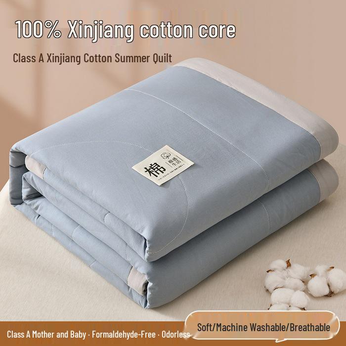 New A-Type 100% Pure Xinjiang Cotton Summer Quilt – Machine Washable Air Conditioning Comforter for Students