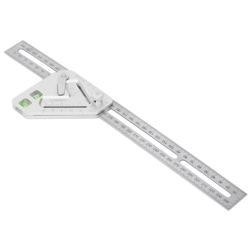 Woodworking Triangle Ruler Silver Flexible Wear Resistance Triangle Ruler with Bubble Level