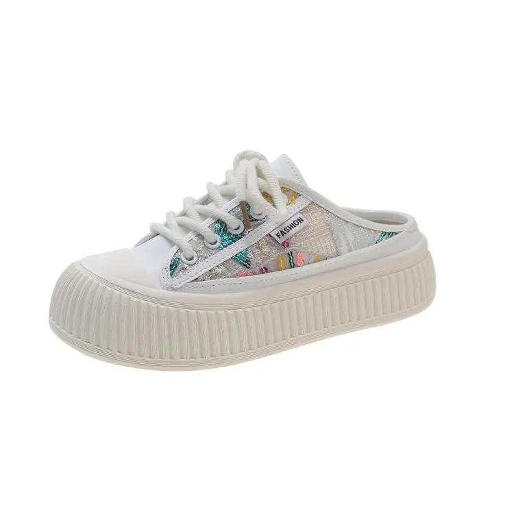 Mote 2024 Dameslippers Sandaler Botou Mueller Sko Sommer Tykke Såler Mote Lær Instagram Pop Sko Flip-flops Damesneakers