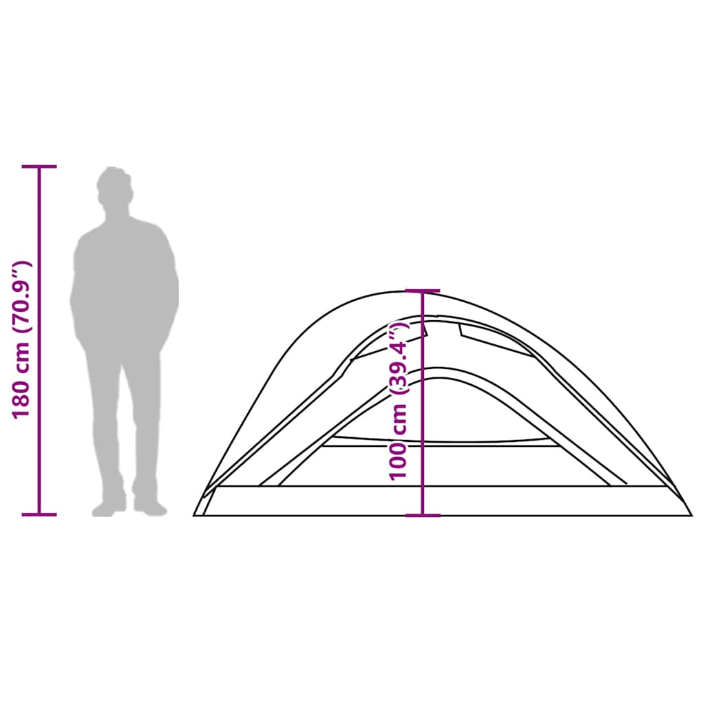 1 Person Camping Tent Gray and Orange Waterproof