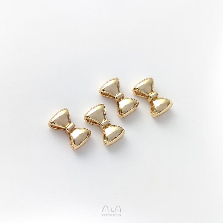 Gold-filled Bow Pearl Bracelet Necklace with Double-row Spacer Beads and Handmade Pendant Clasp