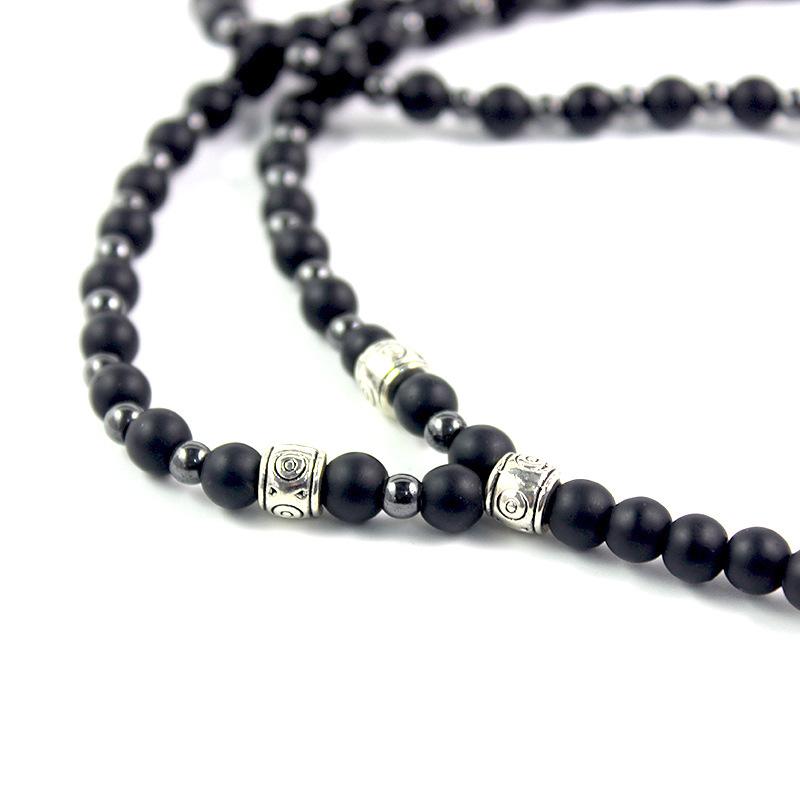 Arrow Necklace Matte Imitation Black Agate Round Bead Hematite Minimalist Harajuku Men Women Necklaces