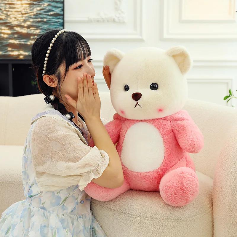 28-80cm Cute Transformation Lena Bear Hat Doll Turn Into A Kt Cat Plush Toy Strawberry Bear Girl Birthday Present Sofa Pillow