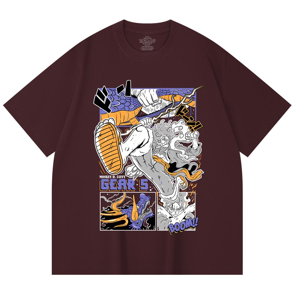 

230 Gsm 100% Cotton One Piece V22 Luffy Gear Print Unisex Heavy Cotton T Shirt 2XL