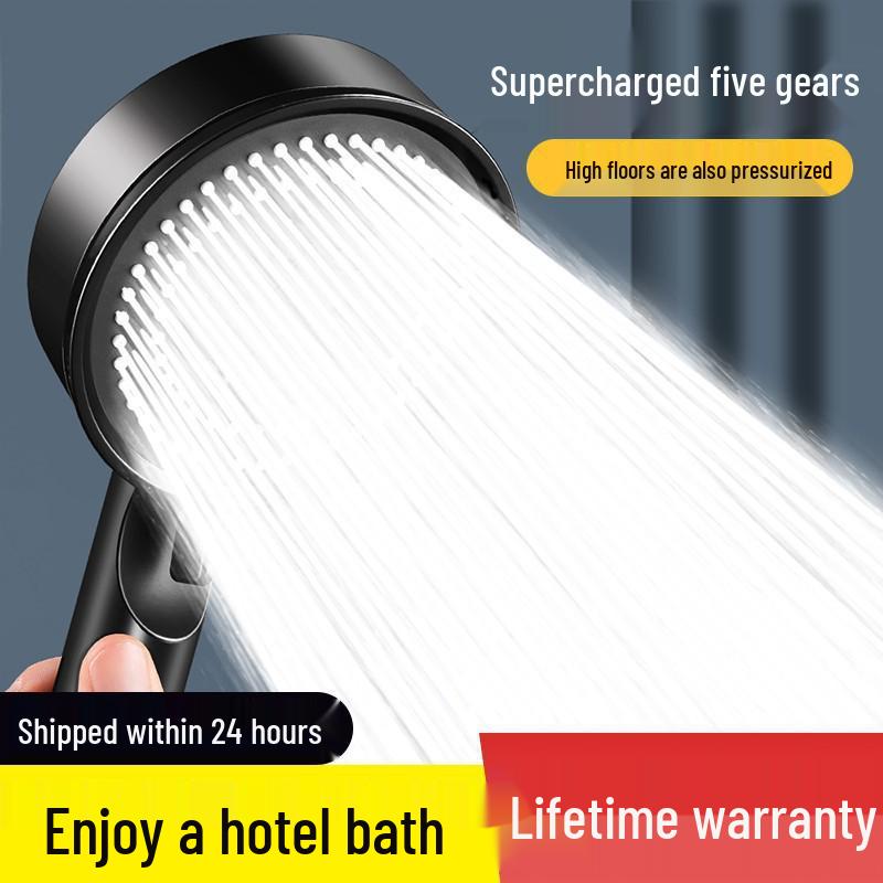 Supercharged High-Pressure Shower Head with Hose Set