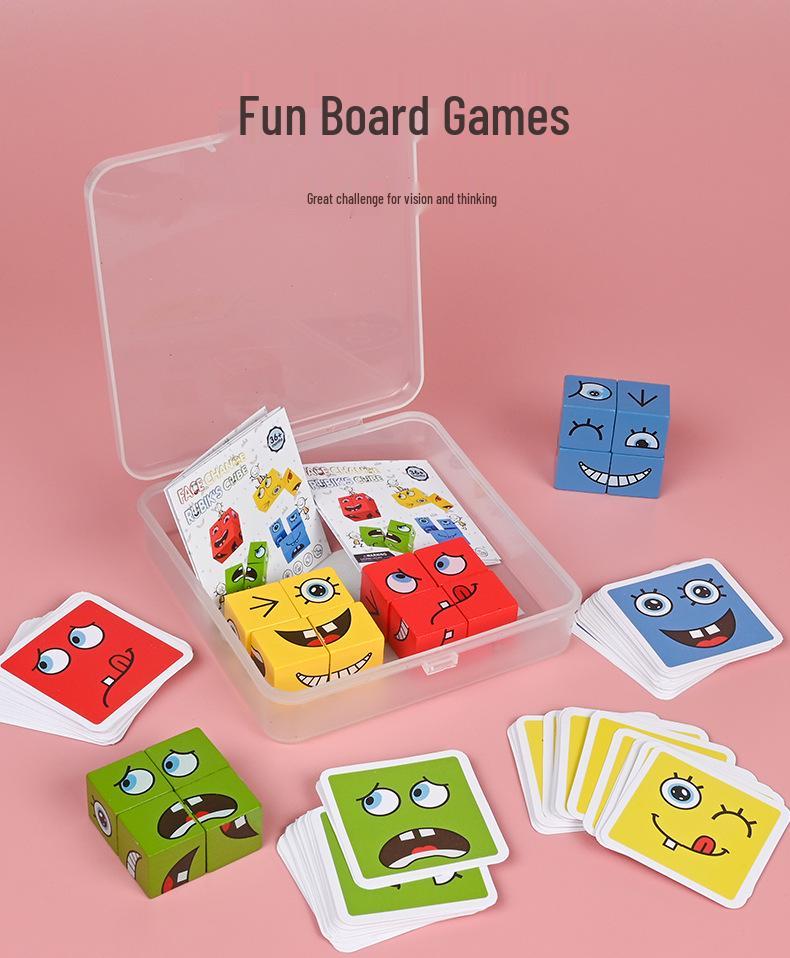 Smiley Face Magic Cube: Educational Building Blocks & Interactive Parent-Child Tabletop Game