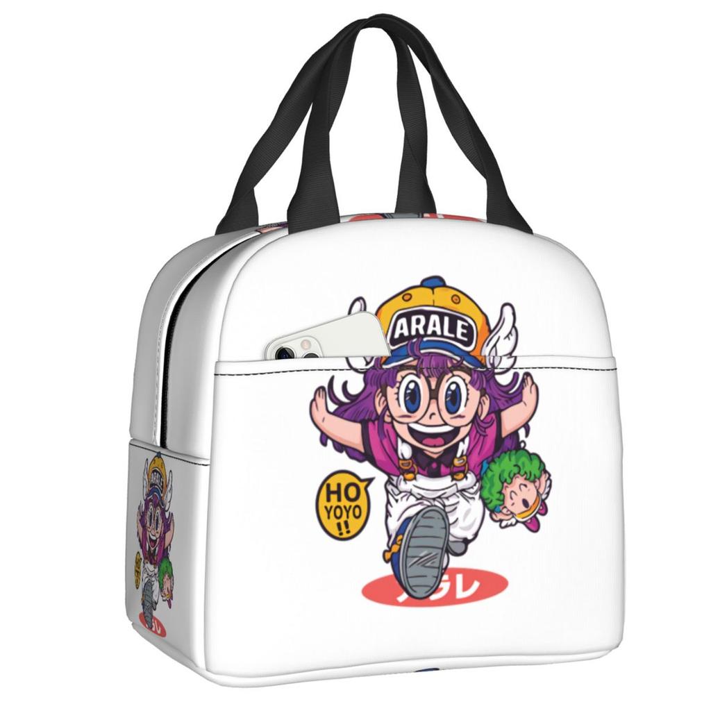 Custom Arale Norimakis Japanese Dr Slump Insulated Lunch Bags for Work School Waterproof Cooler Thermal Bento Box Women Children