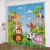 2pcs Cartoon Animal Fox Lion Giraffe Jungle Print Curtain For Bedroom Office Kitchen Blinds Living Room Floor Window Home Decor