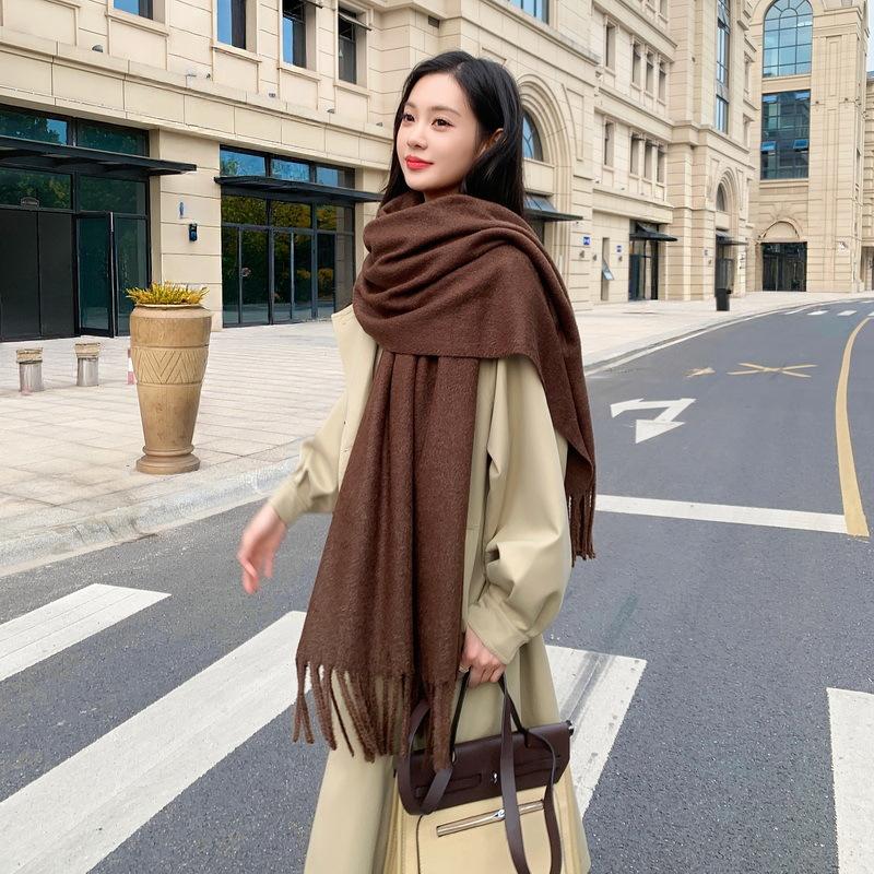 Mink hair scarf light luxury high-end imitation cashmere scarf women's winter Korean atmosphere men's shawl scarf autumn and winter