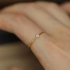 925 Sterling Silver Electroplated 18K Gold Simple Inlaid Zircon Ring for Women French Romantic Wedding Jewelry Accessories