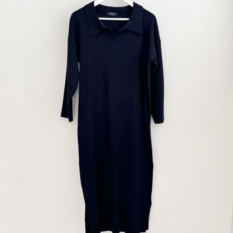 Shop   Women S Collar Neck Side Slit Long dreSS Black Ara Wdr 3863
