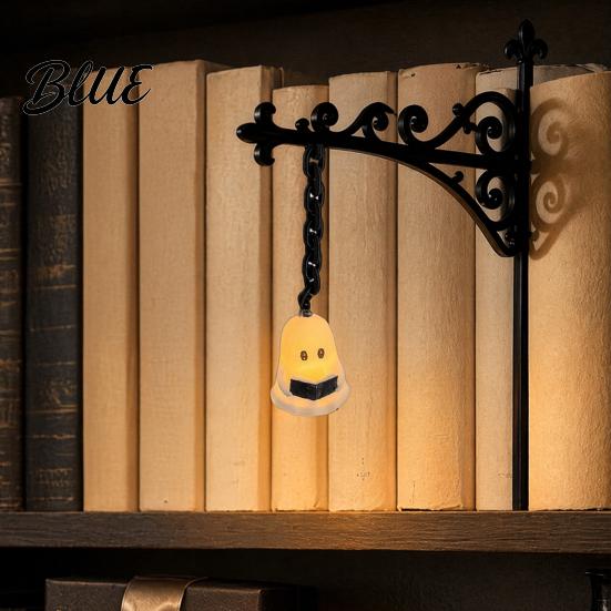Portable Bookshelf Accent Light 3D Printed Ghost Light Warm LED Library Lamp with Vintage Street Decorative Bookcase Lighting Silhouette Book