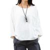 Vintage Women 34 Sleeve O Neck Cotton Linen Loose Casual Shirt Top Blouse
