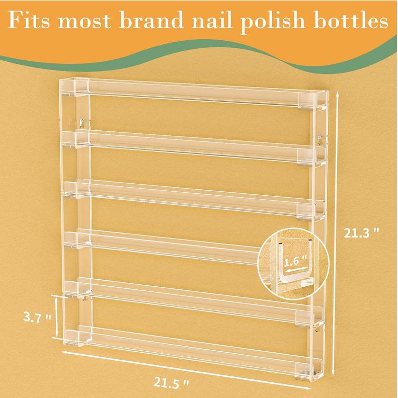 Transparent Acrylic Wall-Mounted Display Rack for Nail Polish, Records, and Picture Books