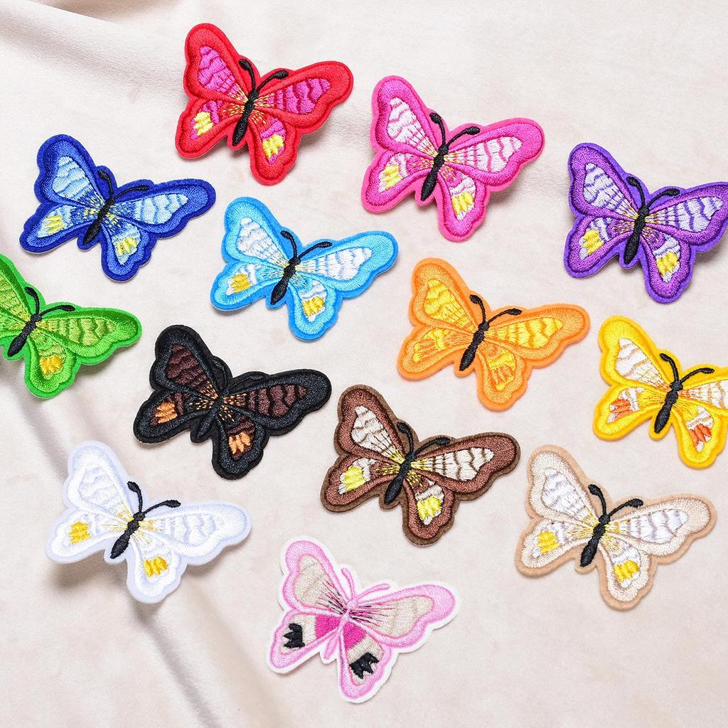 10Pcs Mix Color Embroidery Butterfly Patch Applique Decoration Accessories