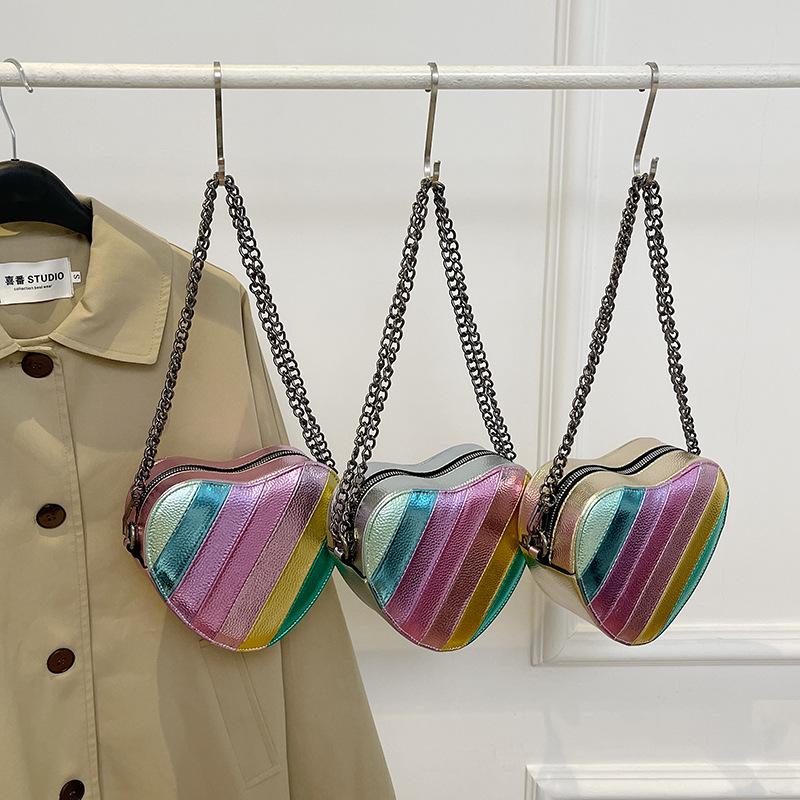 Women bgas bag 2025 new Korean version of fashion contrasting shoulder bag ins Internet celebrity messenger love bag pu