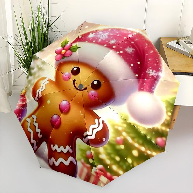 

1pc Gingerbread Man Automatic Opening and Closing Folding Umbrella with 8 Iron Ribs - Portable, Foldable for Travel yy251124106