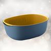 1Pcs Double-Layer Plastic Drain Basket Food-Grade Stackable Fruit Vegetable Washing Sieve with Hidden Drain Layer Oval Dark Blue