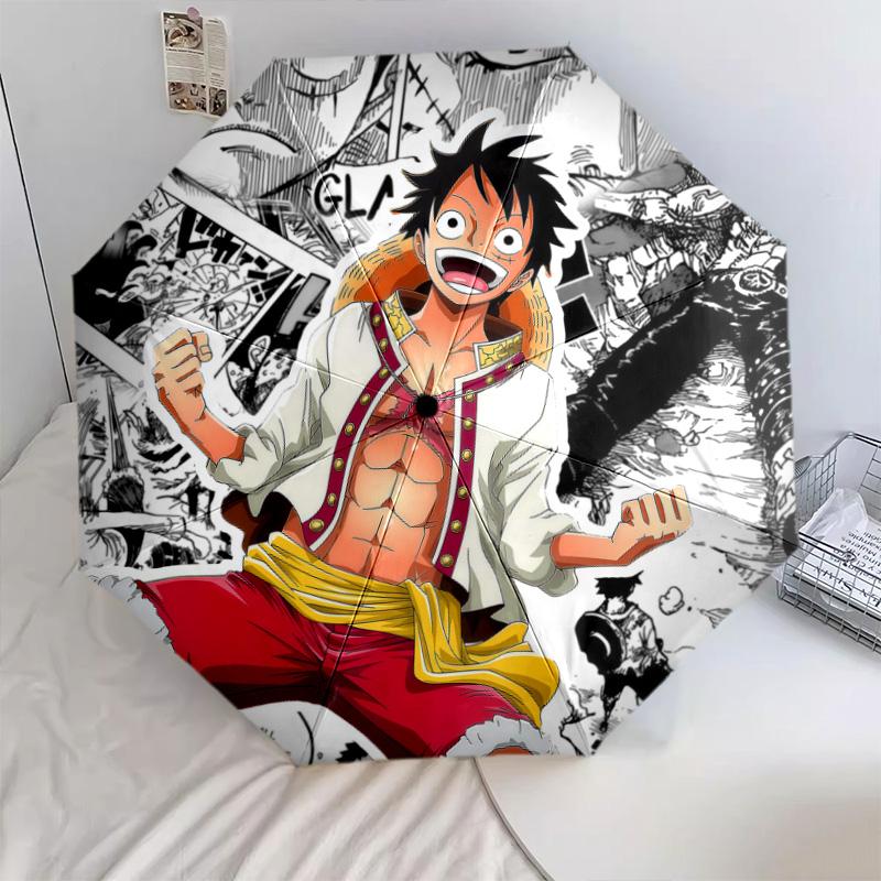 One Piece Luffy & Ace 8-Bone Automatic Folding Umbrella, Compact, Ideal Gift for Anime & Manga Lovers
