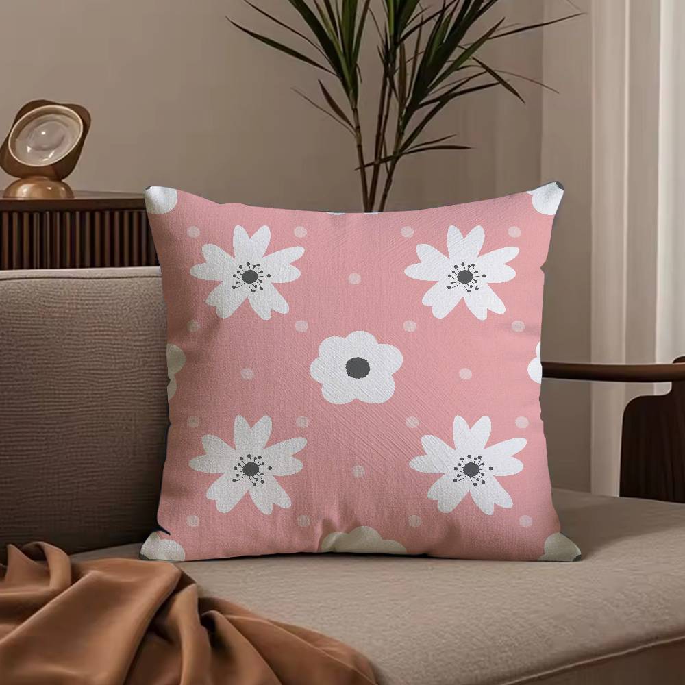 Spring and Summer Floral ART Pillow Case Anti-dustmite Pillowcase Invisible Zipper Silky Short Plush Sofa Cushion Cover