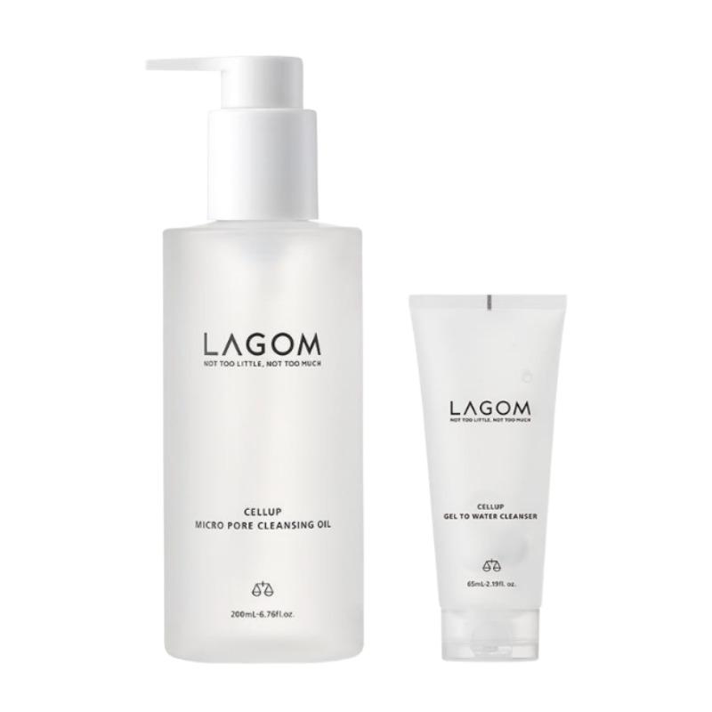 LAGOM Cellup Micro Pore Cleansing Oil 200ml + Gel to Water Cleanser 65ml Set