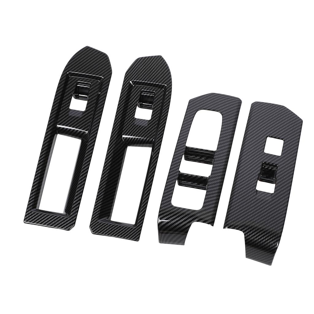 4pcs Window Switch Panel Cover Trim Carbon Fiber Style Interior Decoration Window Control Panel Trim