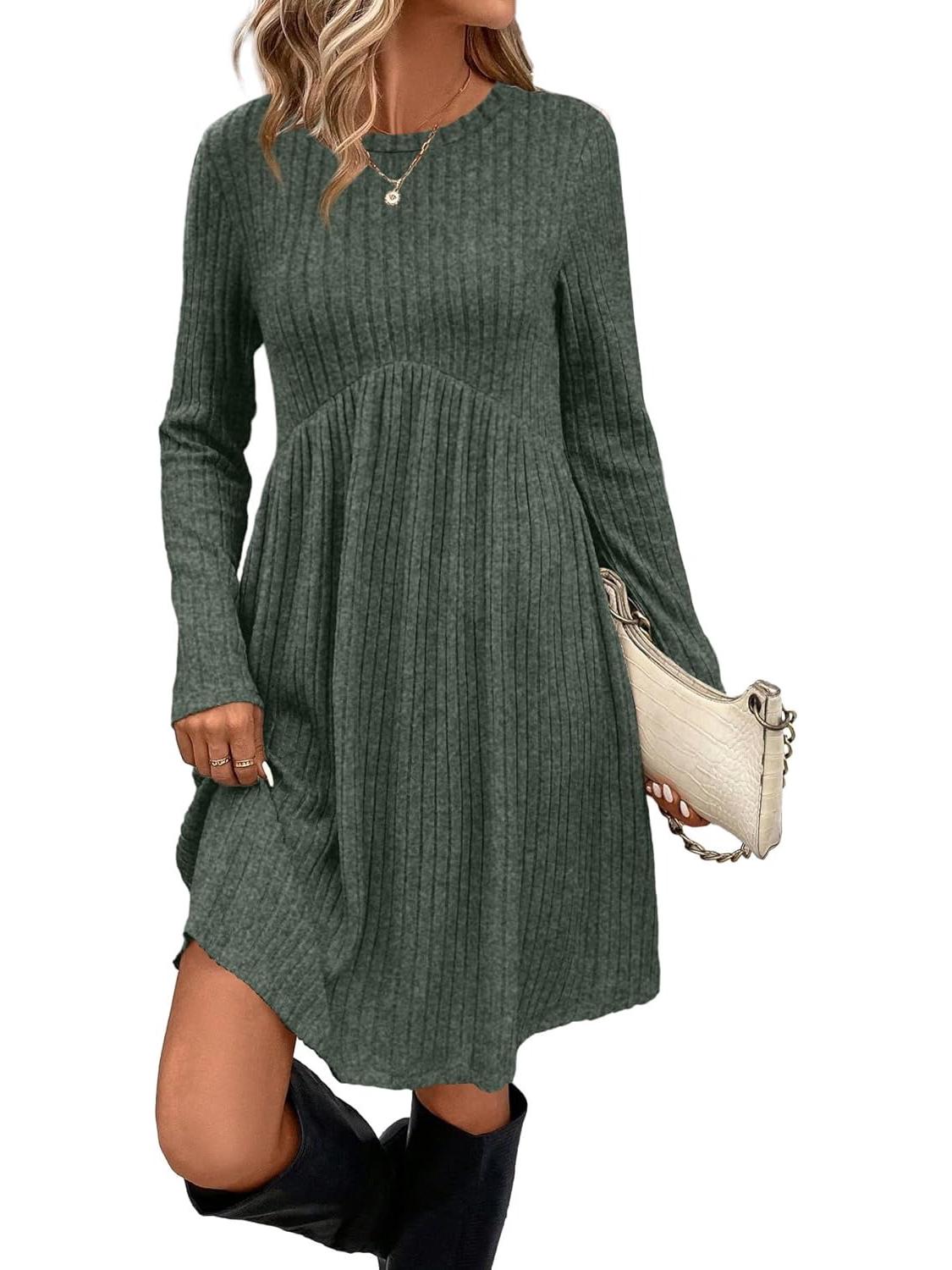 

Women s Ribbed Brushed Dress Small оливковий колір