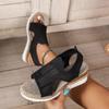 Women's Sandals Large Size Slope Heels Mesh Breathable Wide Foot Shoes Trendy Summer New Brand Wedges Heeled Shoes