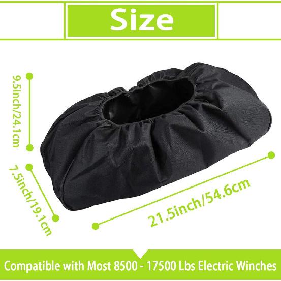 Winch Cover Waterproof, Heavy Duty 600D Breathable Oxford Fabric Dust-Proof Winch Protection Cover, Compatible With Most 8500-17500 Lbs Electric