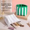 Portable Makeup Bag Organize Striped Striped Cosmetic Organizer Drawstring Cosmetic Bag Female