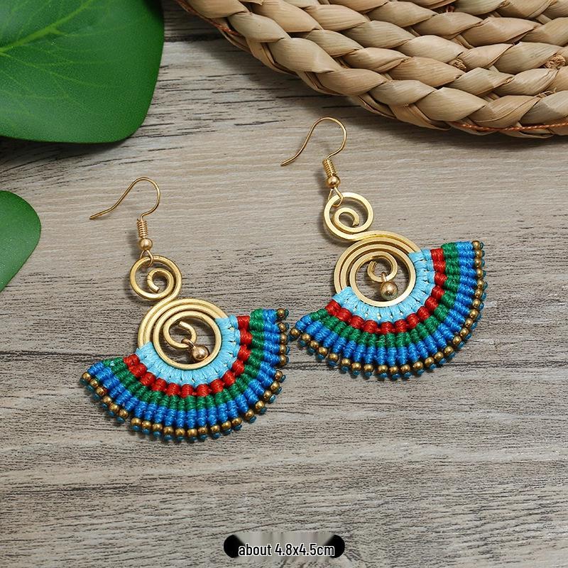 Bohemian Ethnic Dangle Earrings - Women's Hand-Woven Vintage Holiday Long Earrings