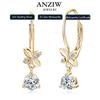 Trend Real 925 Silver 5mm Round Moissanite Drop Clip Earrings for Women Four-leaf Clover Valentine Wedding Jewelry Gift