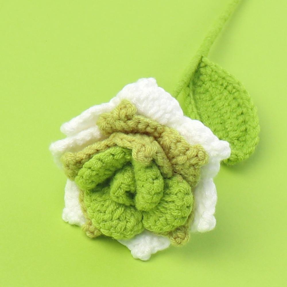 DIY Hand Woven Roses Pointed Leaf Romantic Knitting Flowers New Crochet Rose Flower  Anniversary