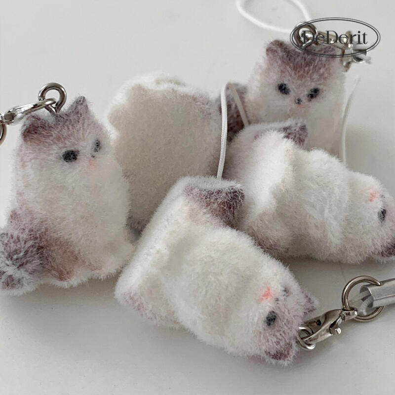 Cute Animal Velvet Mini Fluffy Norwegian Forest Cat Phone Strap