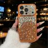 Luxury Leather iPhone 15 Pro Max Case with Hand-Set Rhinestones for Women