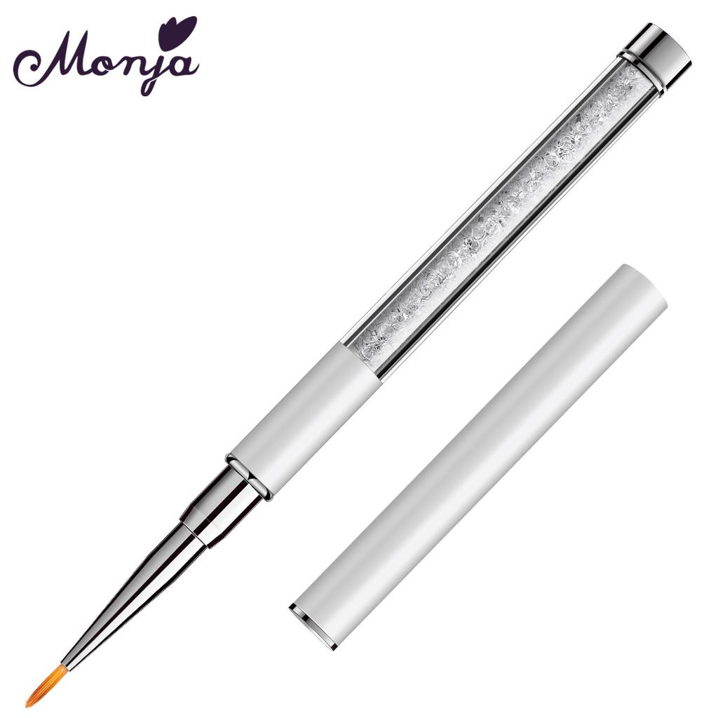 Monja Rhinestone Handle Multifunctional Nail Art Painting Brush Stripes Lines Flowers Pattern Nail Gel Drawing Pen Manicure Tool