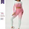 European and American Seamless Gradient Yoga Set: Quick-Dry Long Sleeve Top and Fitness Leggings for Women