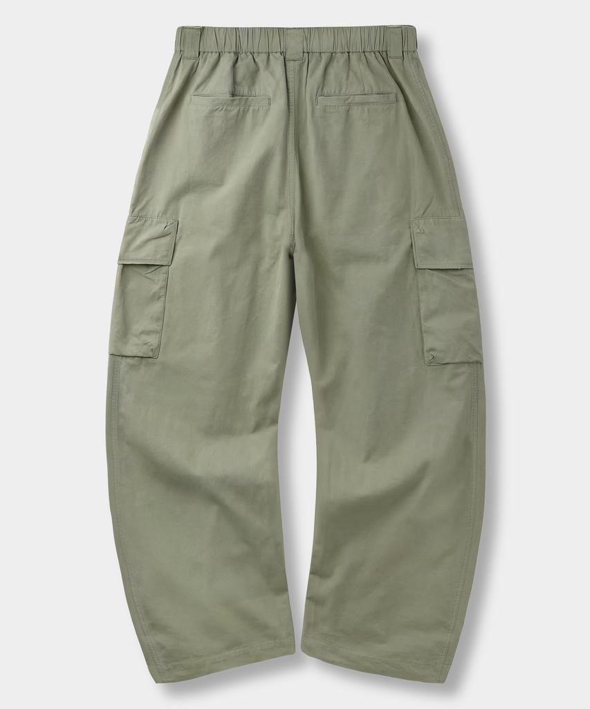 Dimiteulibeullaeg [Summer] Vlad Curved Elastic Waist Cargo Pants_Khaki