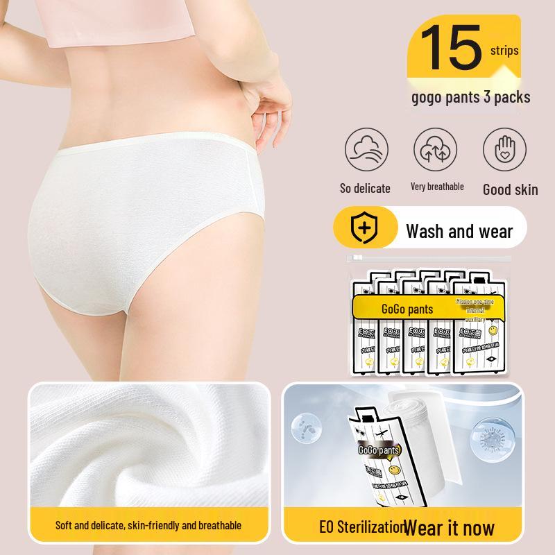 Women's Disposable Underwear: Travel-Friendly, No Logo, Sterile, Wash-Free for Maternity, Postpartum, and Daily Use.