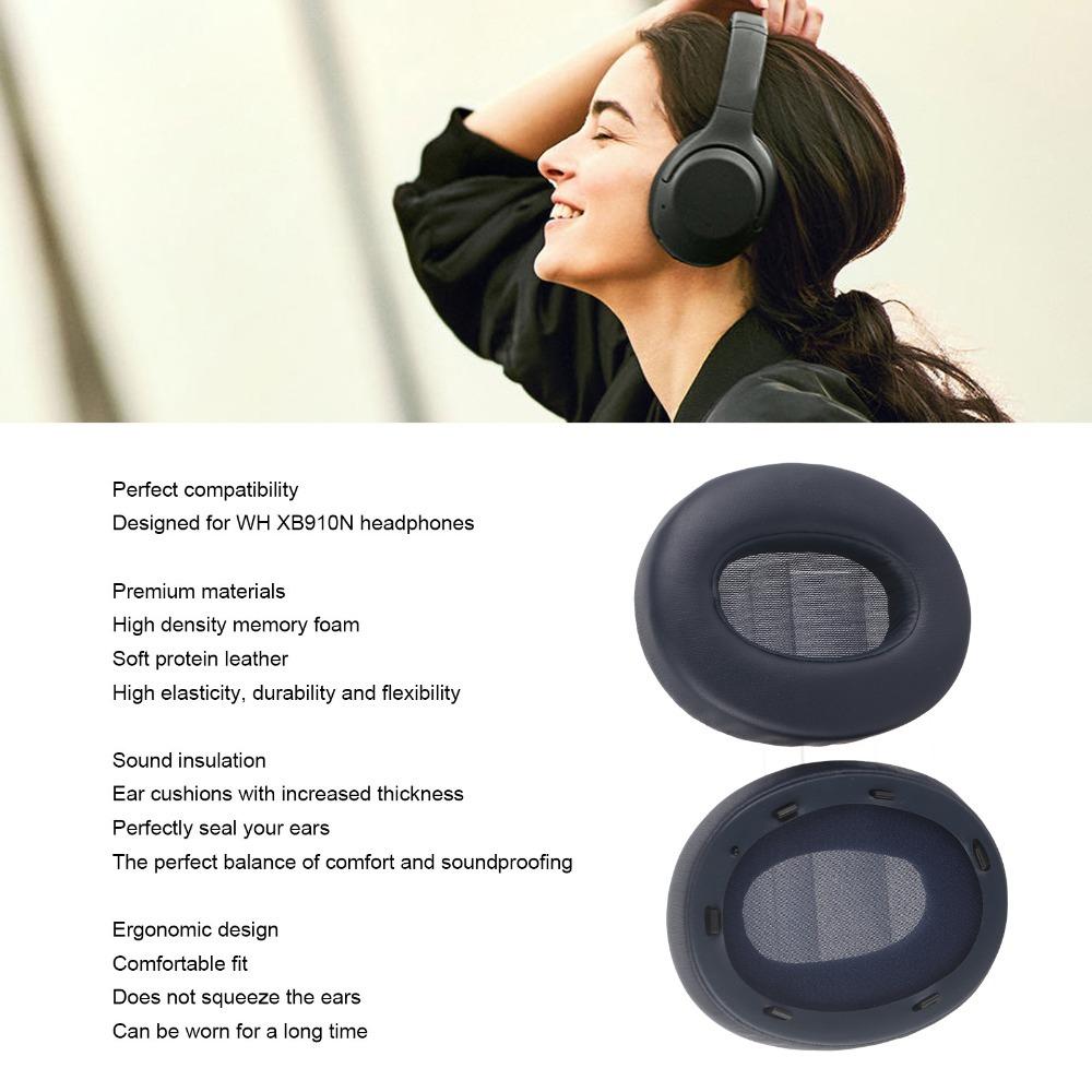 2PCS Leather Replacement Ear Pads Ear Covers for Sony WH XB910N Headphones Sound Equipment