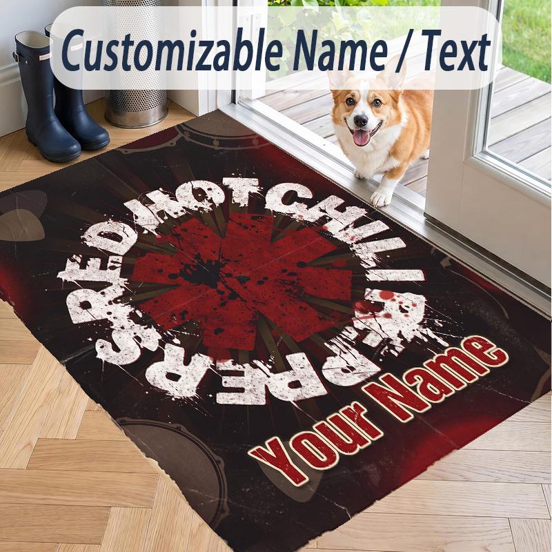 Custom Text Printed Rug Red Hot Chili Peppers Non Slip Floor Carpet For Home Room Decor