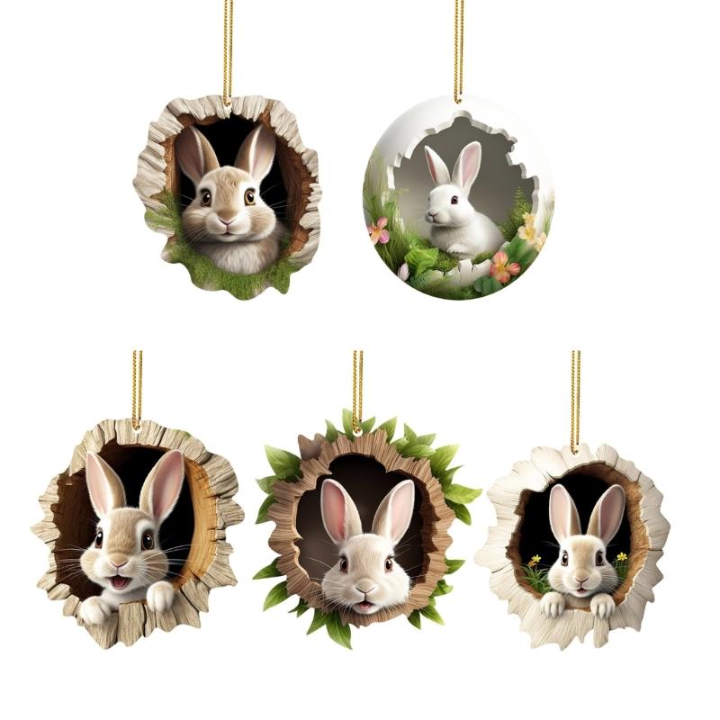 Easters Rabbit Decors Colorful Handmade Easters Ornament Acrylic Texture Suitable for Storefronts and Party Enthusiasts