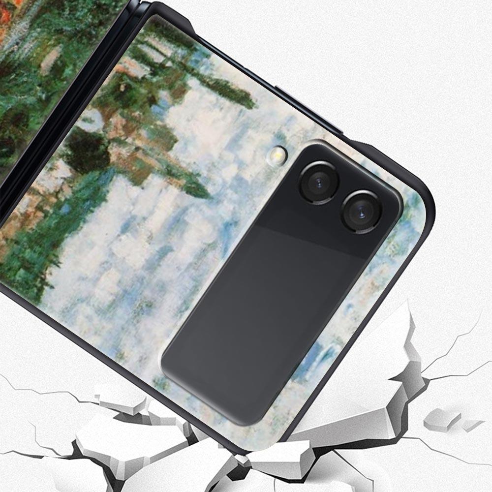 For Samsung Galaxy Z Flip 3 4 5 Hard Black Folding PC Phone Case Claude Monet Impressionism Painter For Samsung Z Flip3 Cover