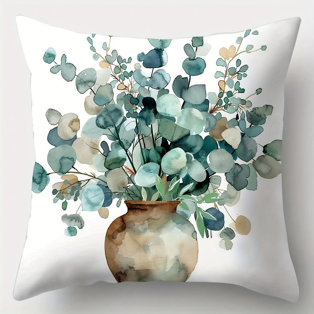 Eucalyptus Home Blessing Pillow Covers Pattern Cushion Cover Suitable For Sofa Bedroom Car Pillow Cover