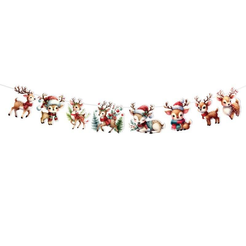 Christmas Year New Party Reindeer Banner Ribbon Holiday Decoration Supplies