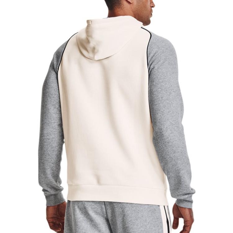 Under Armour Felpa con cappuccio Rival in pile con logo stampato Uomo Top Bianco 1373831-112