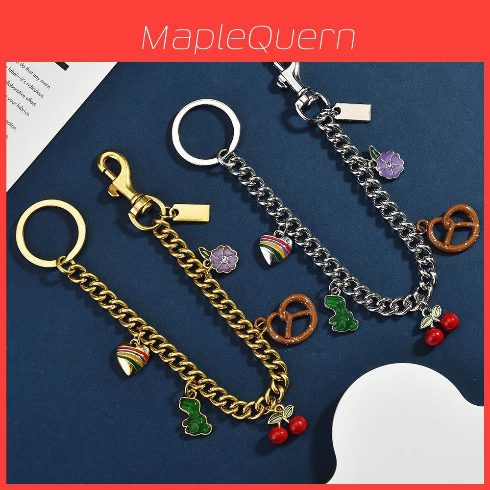 Summer Rainbow Heart Keychain With Dinosaur Pendant For Casual Bag Decor