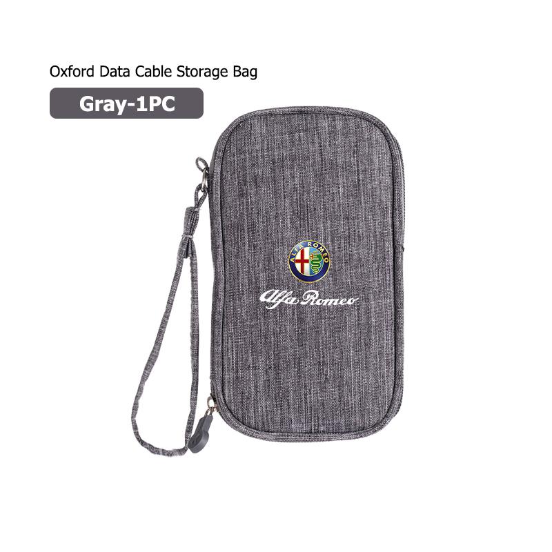 Car Charger Data Cable USB Bag Headphones Travel Storage Bag For Alfa Romeo 159 Giulietta 156 147 Giulia Mito GT Stelvio Spider